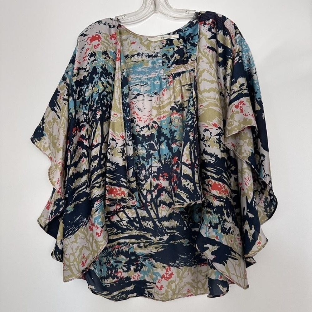 Gibson Open Cardigan Womens Small Multicolor Kimono Sheer Boho Floral Flowy Open